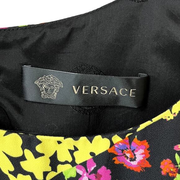 Versace Sleeveless Scoop Neck Dress Floral Stripe Pattern Size IT 42 US 6 - Picture 6 of 6